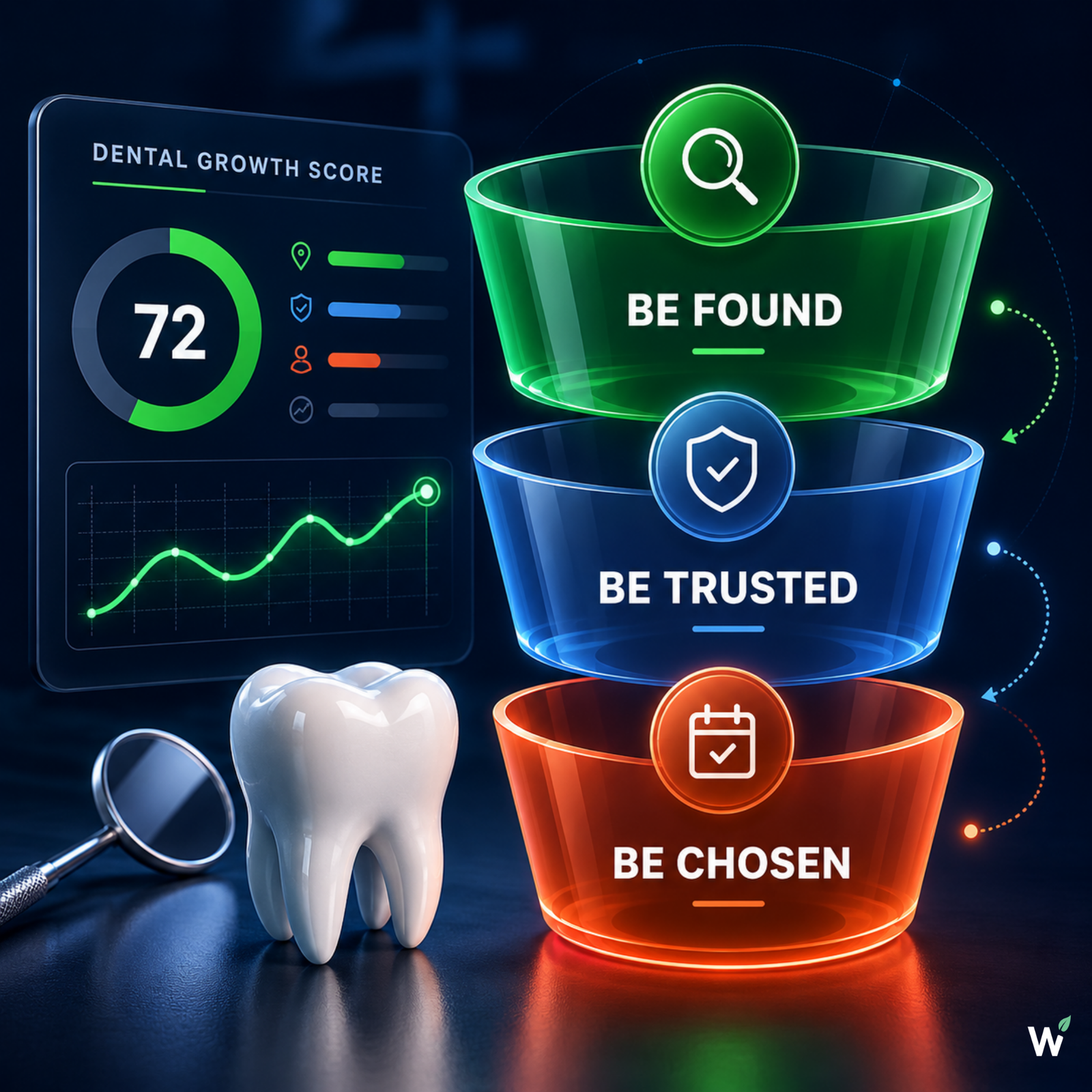 GROWSILK Dental Growth Score free diagnostic — 12-question assessment identifying whether a dental practice is leaking growth at visibility, trust, conversion, or multiple bottleneck stages