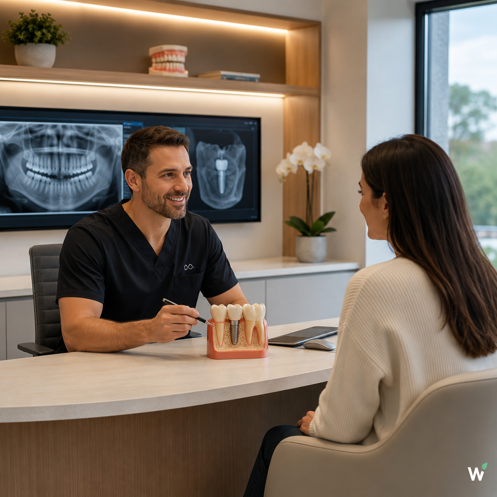 Dental implant consultation room in a modern dental practice
