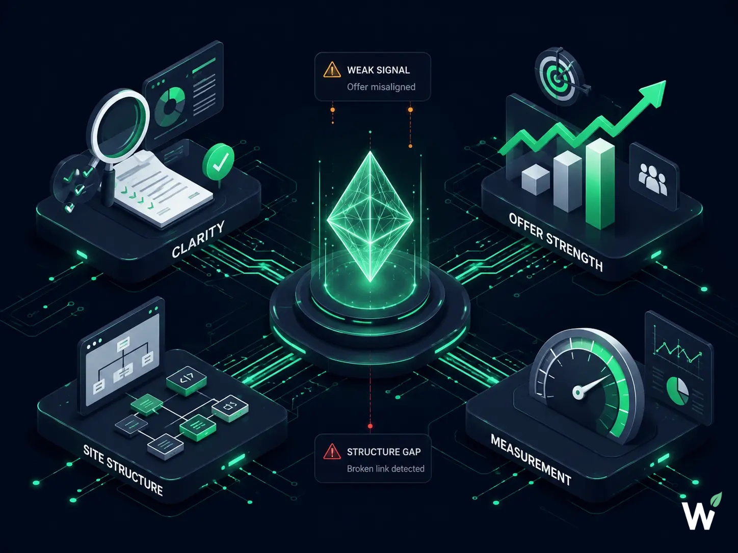 Growth System Stage 01 Foundation — clarifying the dental practice offer, website structure, tracking baseline, and patient journey before any external growth work begins