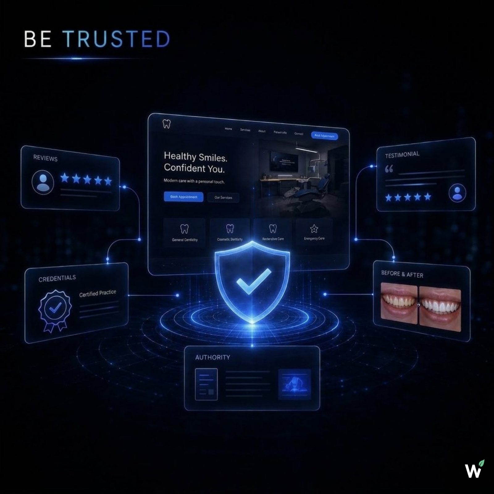 Growth System Stage 03 Trust — building reviews, reputation, premium press distribution, and proof architecture that helps dental patients choose with confidence