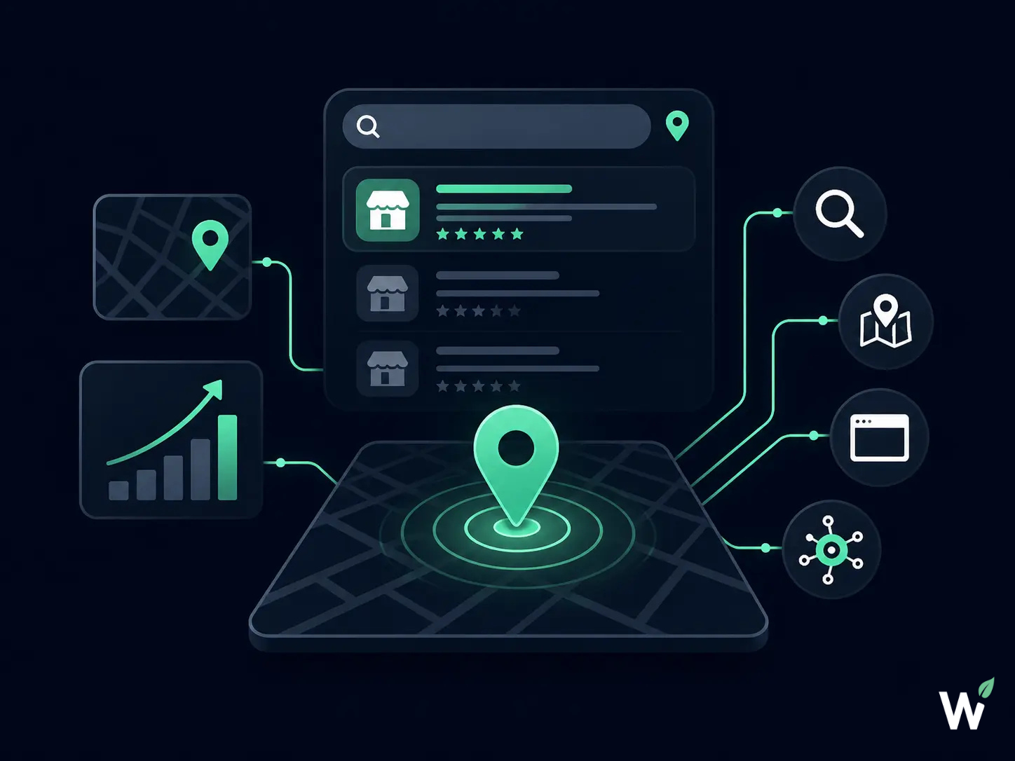 Growth System Stage 02 Visibility — local SEO, Google Maps, treatment pages, listings, AEO and GEO readiness helping dental patients find the practice when they search