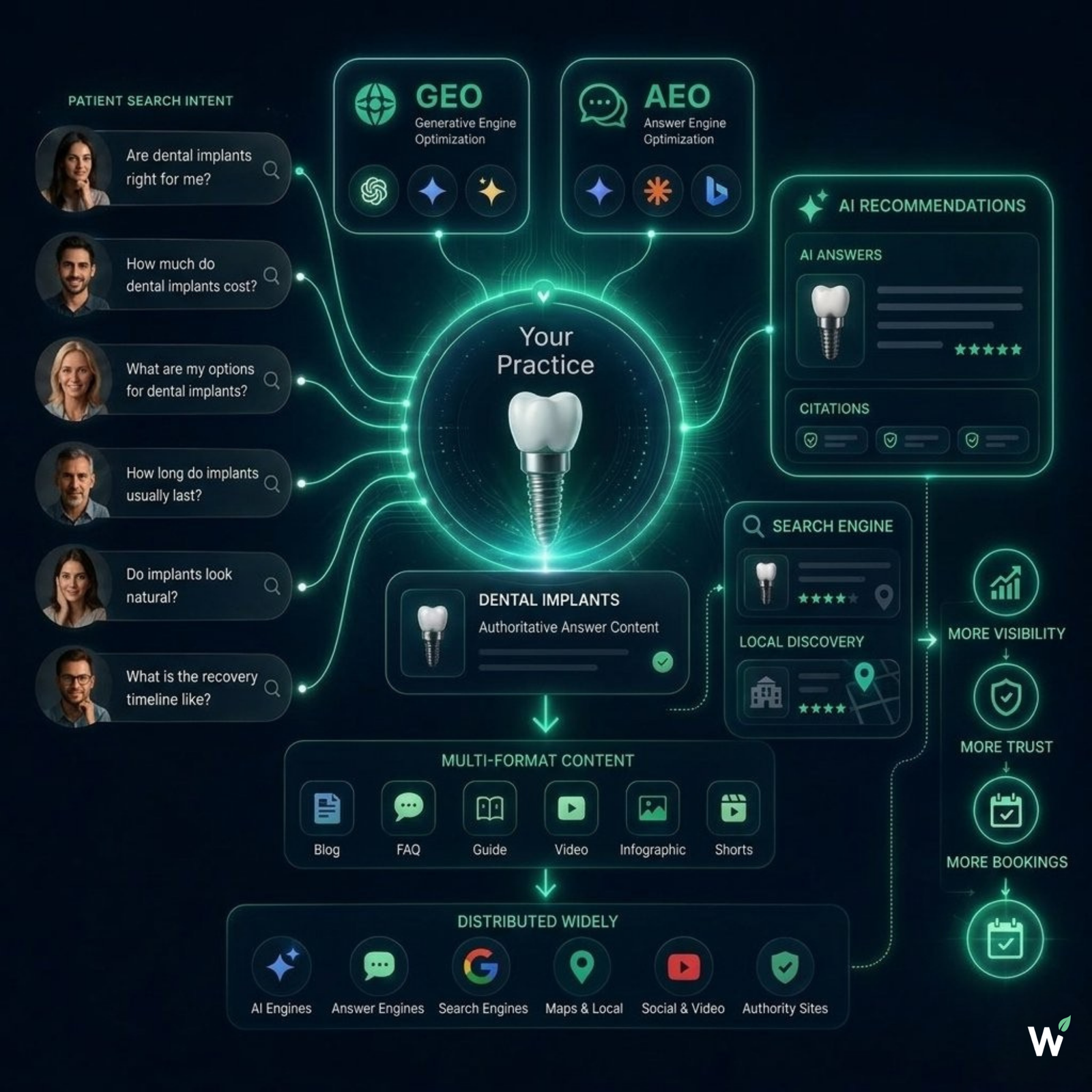 Dental implant consultation conversion infrastructure — CTA clarity, booking paths, missed-call prevention, and after-hours AI chat for high-intent implant enquiries